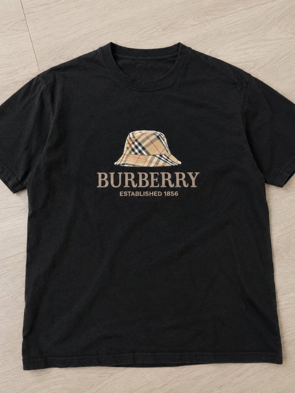 Burberry Bucket Hat Established 1856 Black T-Shirt S-4XL